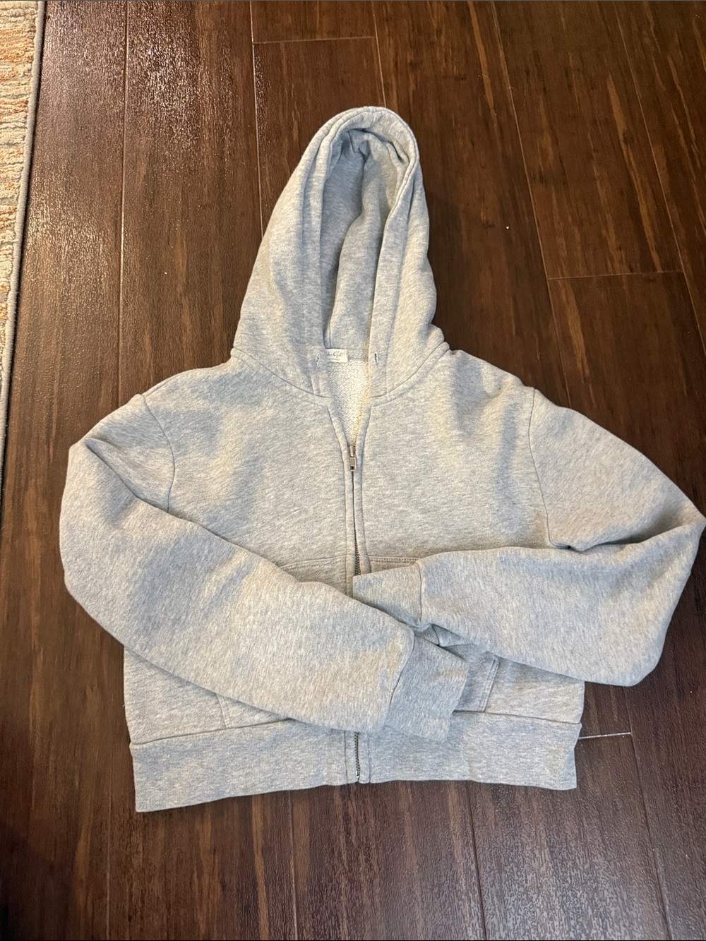 Brandy Melville grey cropped zip up hoodie